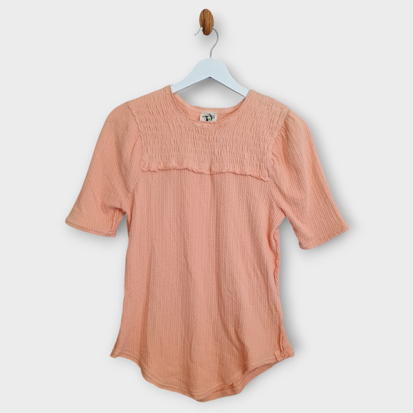 Free People We The Free Care Shirt Womens Medium Red Delicious Sunset Orange Tee - Picture 1 of 9